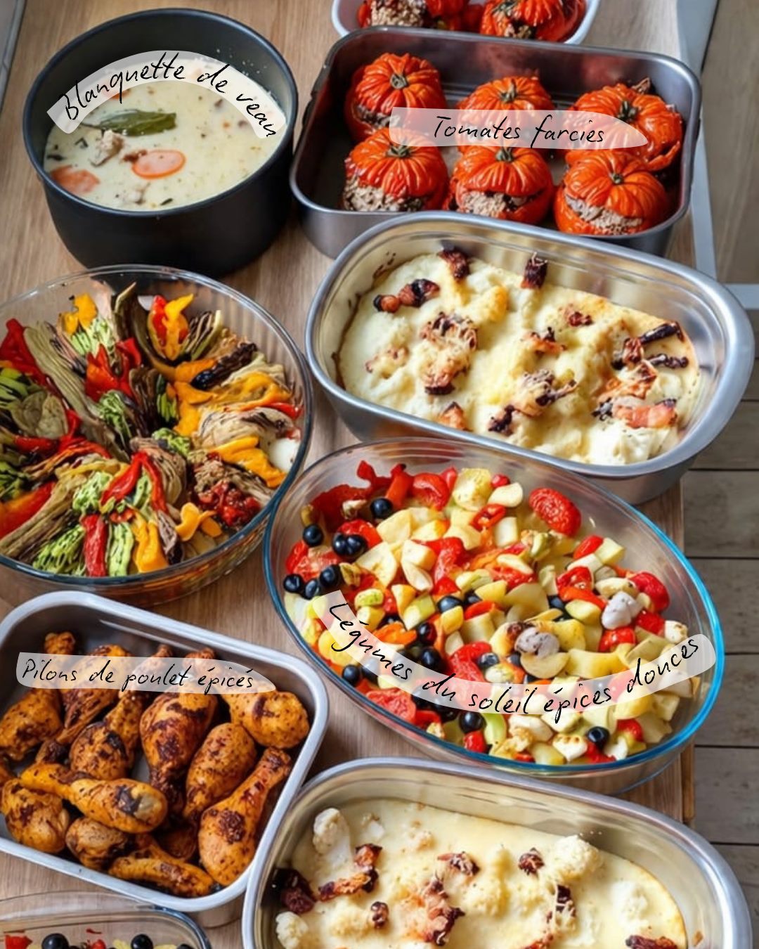 Session batch cooking : blanquette, tomates farcies, pilons de poulet