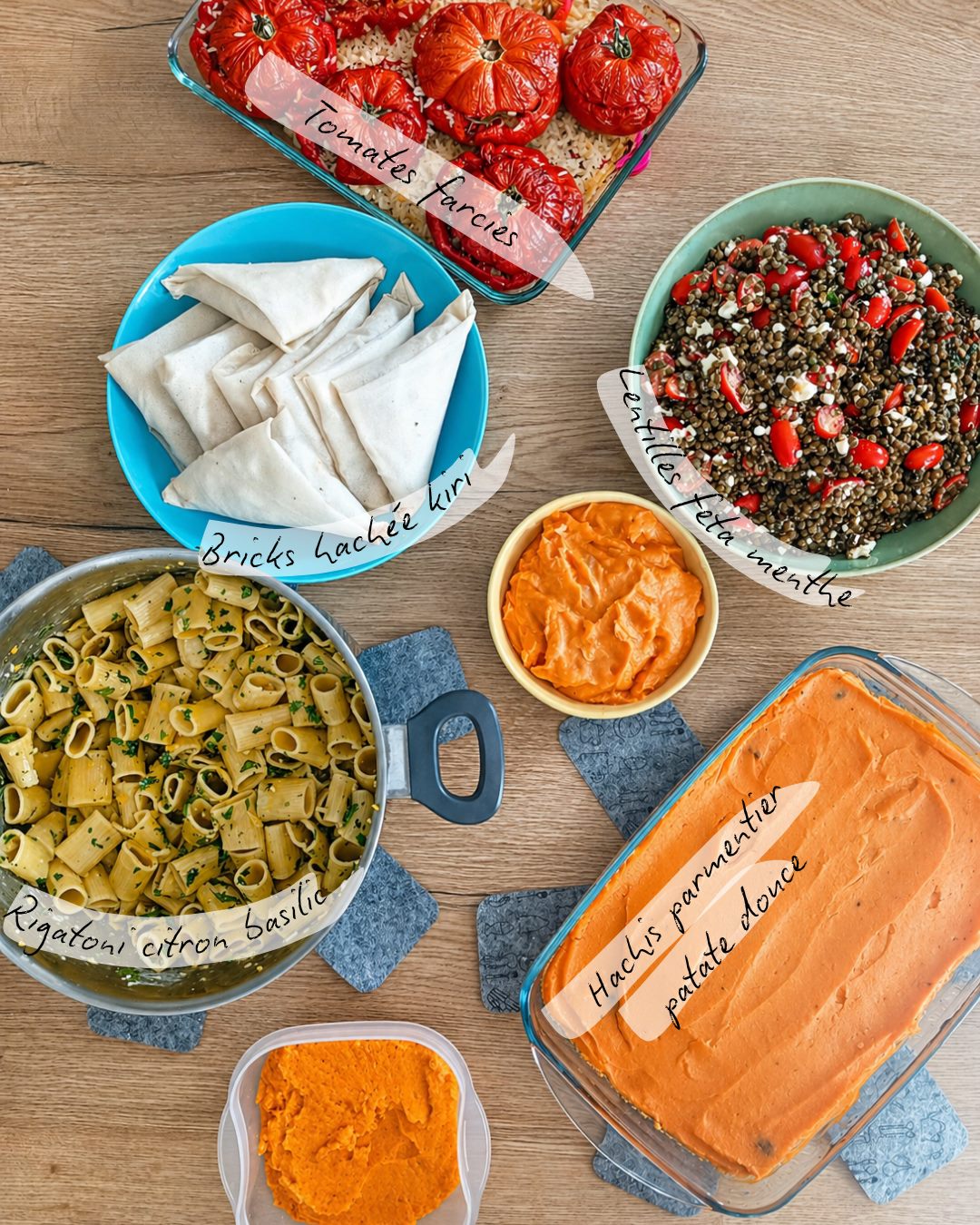 Session batch cooking : tomates farcies, rigatoni, hachis parmentier